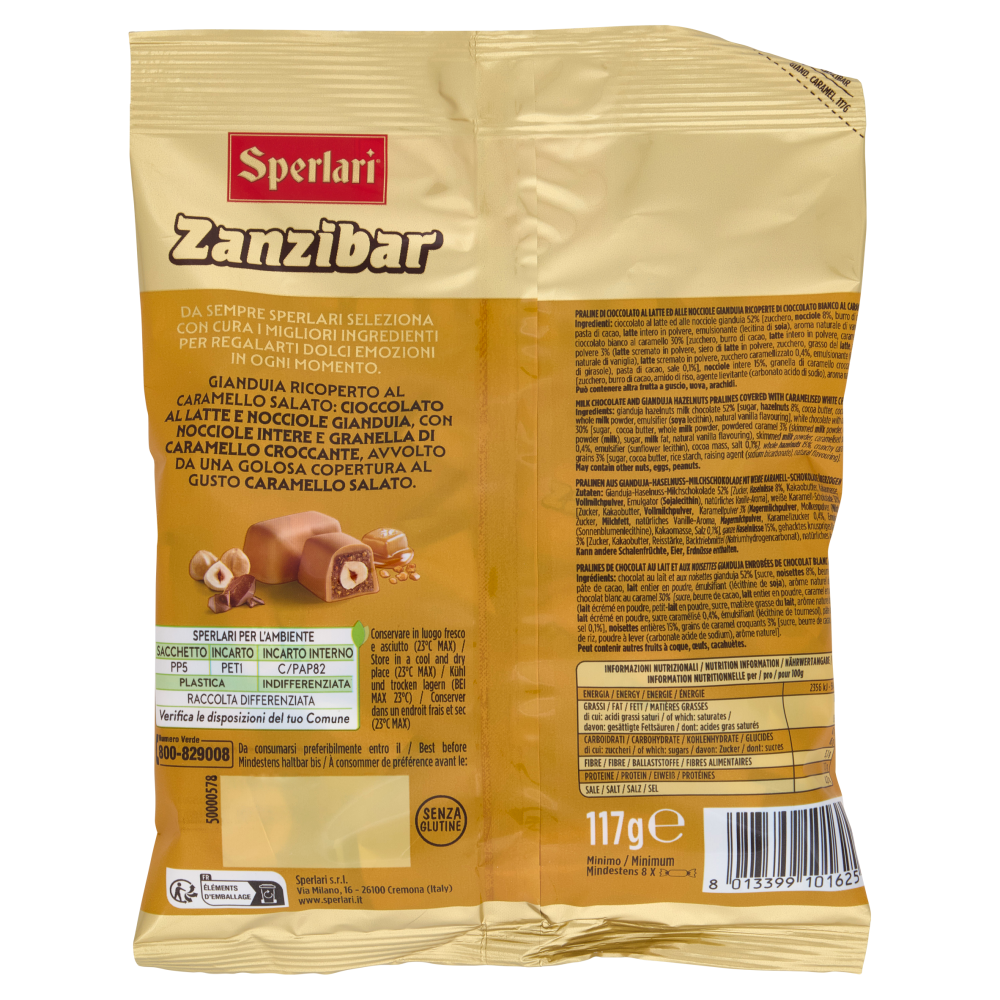 Sperlari Zanzibar Gianduia Ricoperto al Caramello Salato 117 g