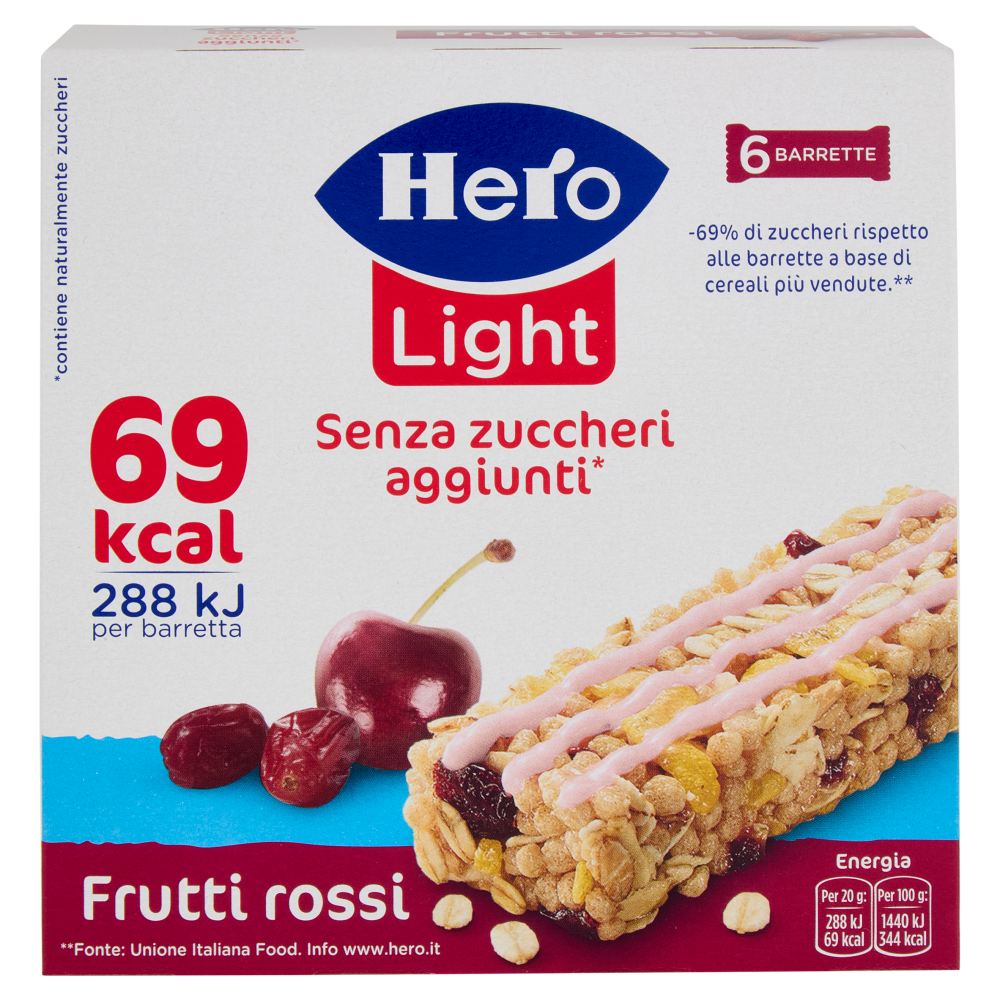 Hero Light Barrette Frutti rossi 6 x 20 g