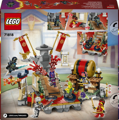 LEGO NINJAGO 71818 Torneo: Arena di Battaglia, Giochi per Bambini 7+ Anni con 6 Minifigure e Tempio con Funzioni da Costruire