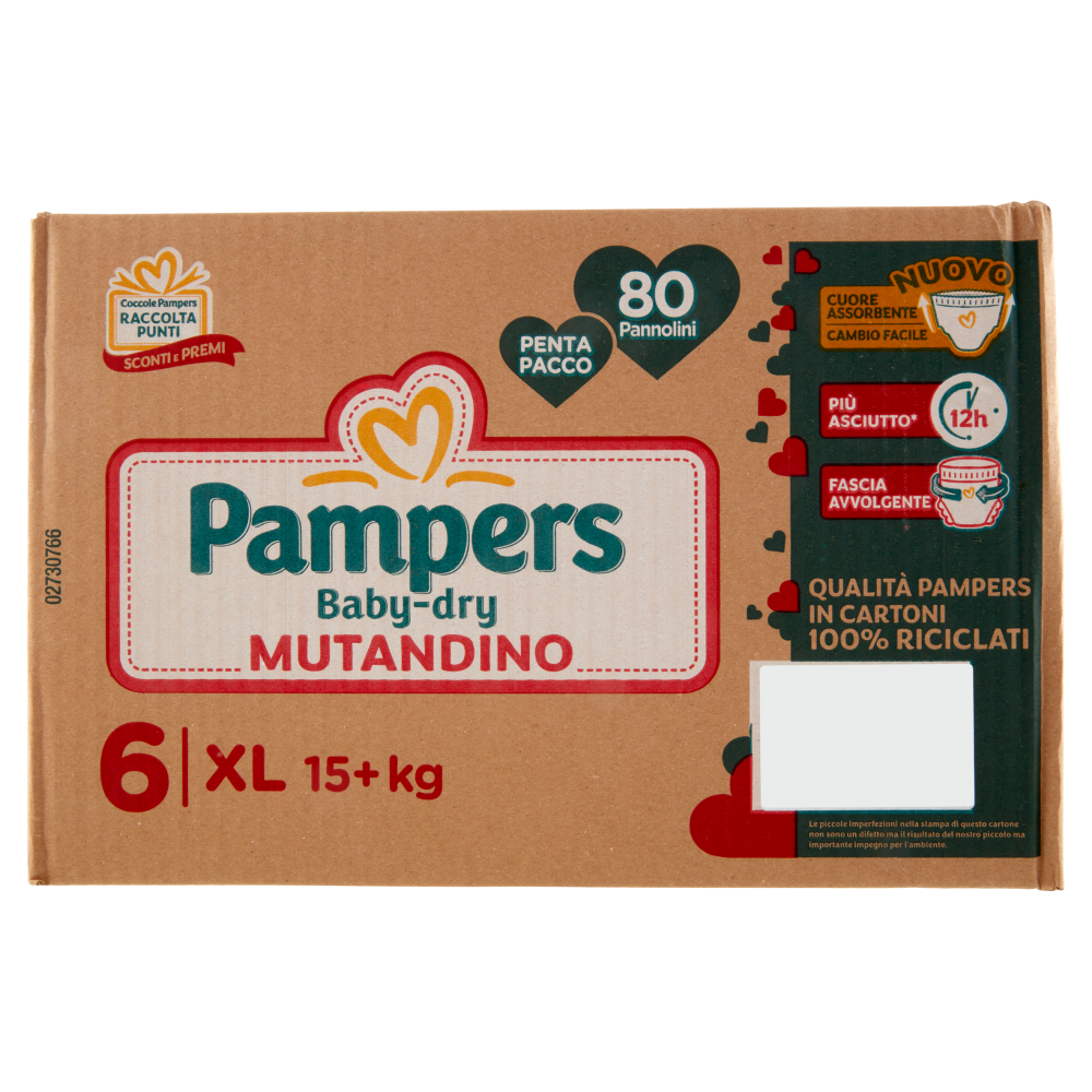  Pampers Baby-dry Mutandino XL 80 pz