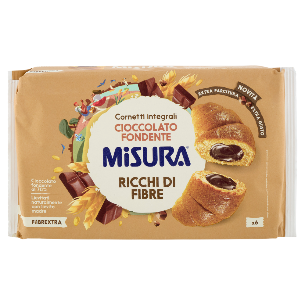 Misura Fibrextra 6 Cornetti integrali Cioccolato Fondente 308 g