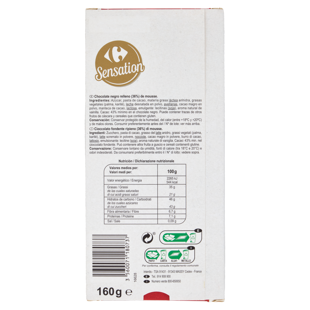 Carrefour Sensation Cuore di Mousse Cioccolato Fondente 160 g