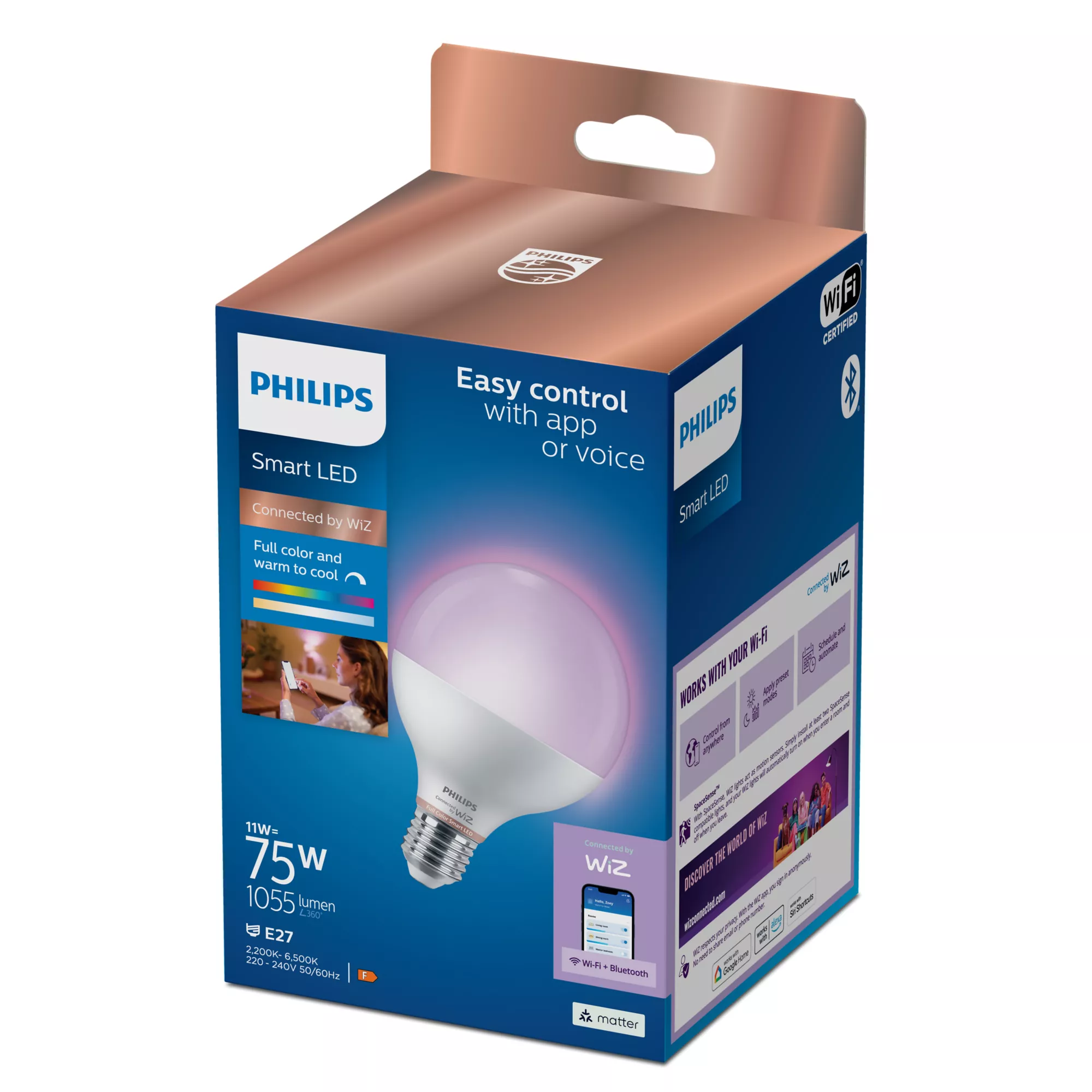Philips Smart COLOR Globo Smerigliata 75W E27