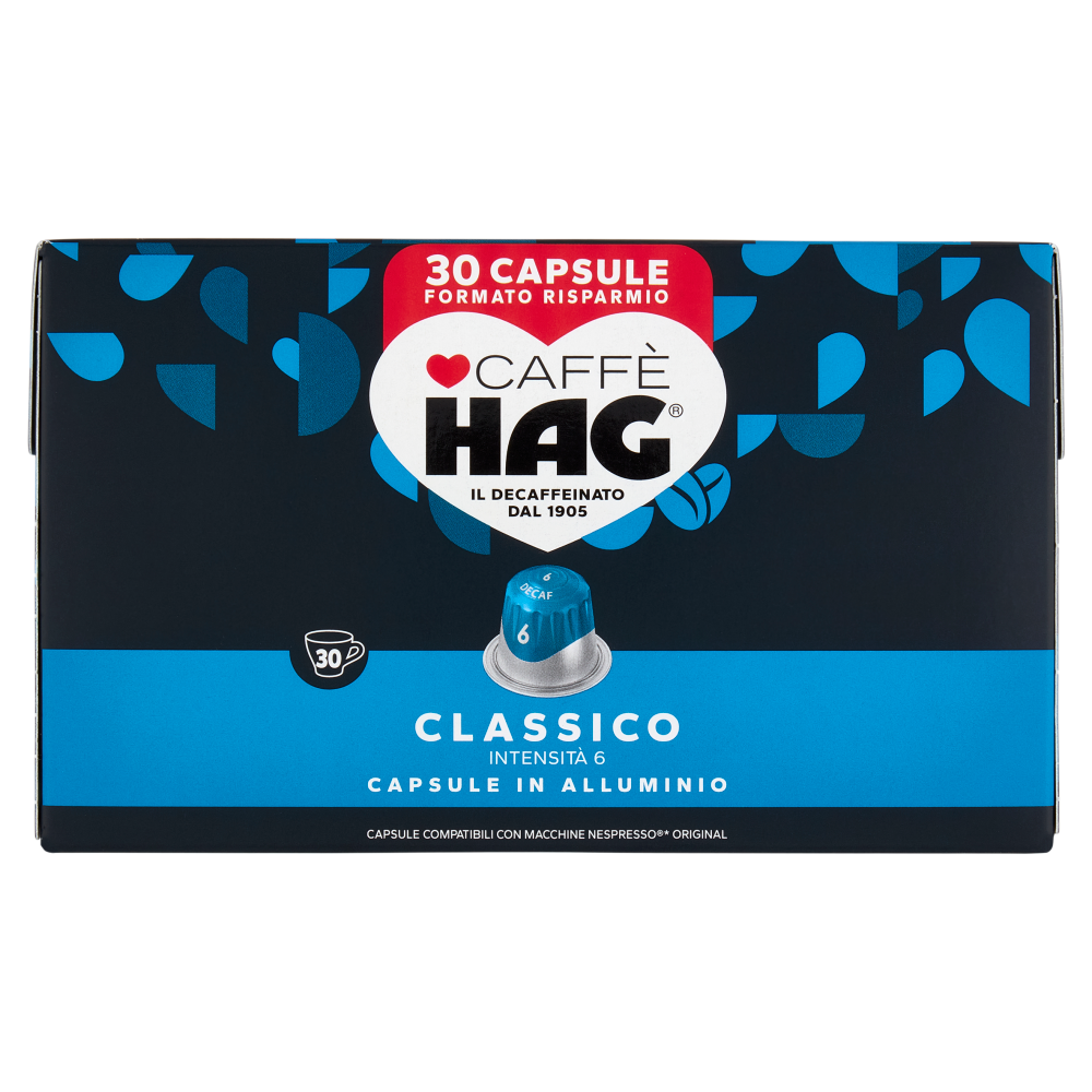 Caffè HAG Classico 6- 30 Capsule Caffè Compatibili con Macchine Nespresso*® Original 156g