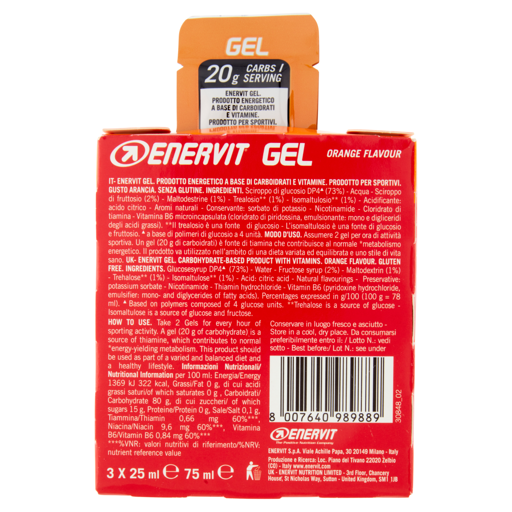 Enervit Gel Orange Flavour 3 x 25 ml