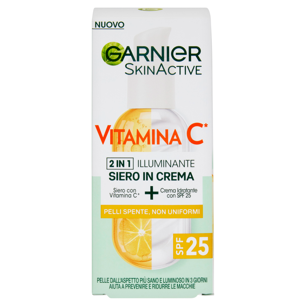 Garnier Siero in Crema Vitamina C, Illuminante e Idratante, Per Pelli Spente e Non Uniformi, 50ml