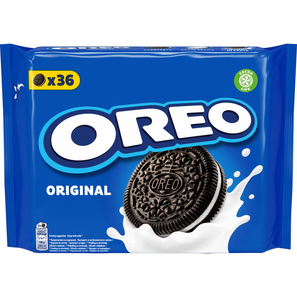 OREO Original Biscotti al Cacao Ripieni di Crema al Gusto Vaniglia 396 g - Confezione da 36 biscotti 