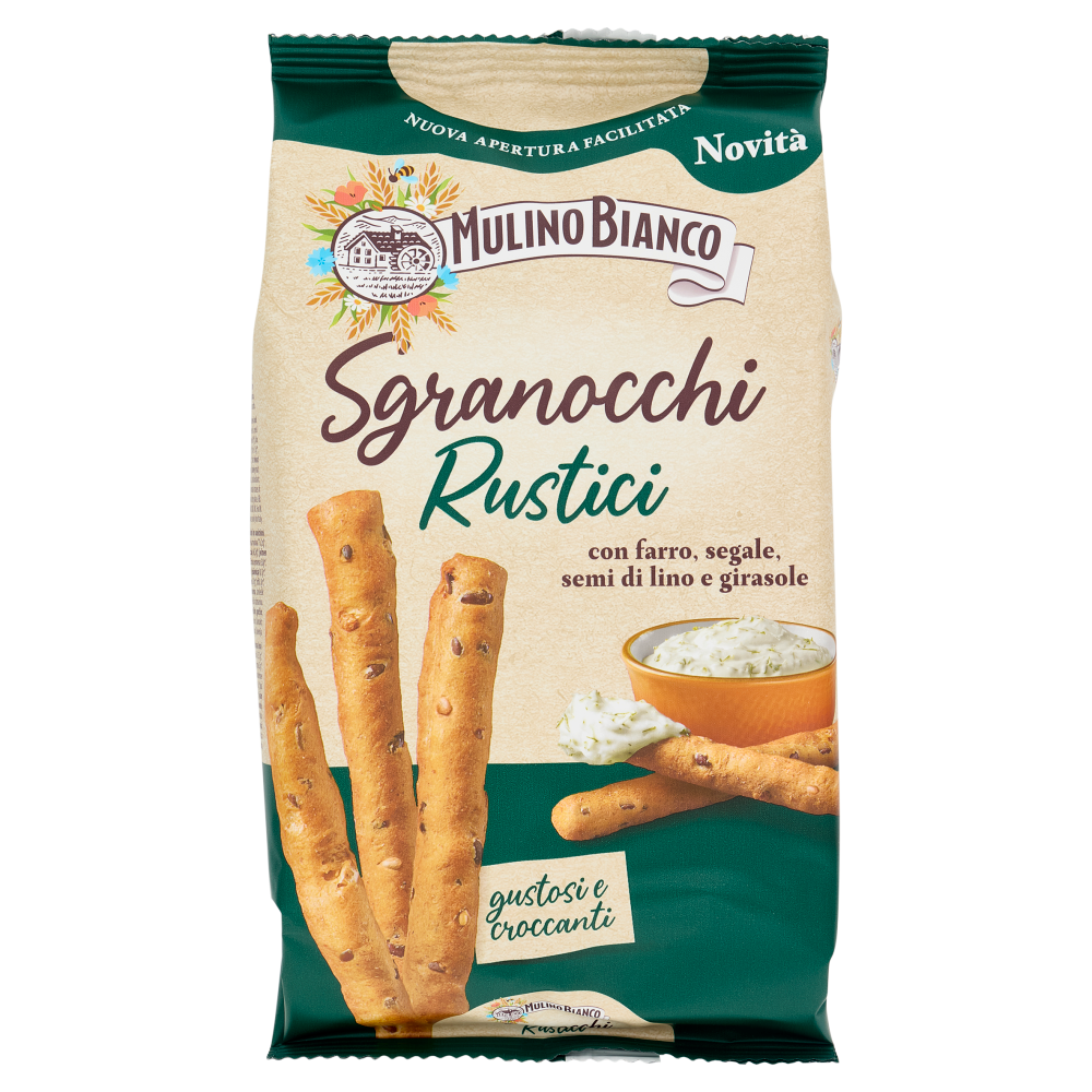 Mulino Bianco Sgranocchi Rustici Grissini con Farro, Segale, Semi di Lino e Girasole 200g