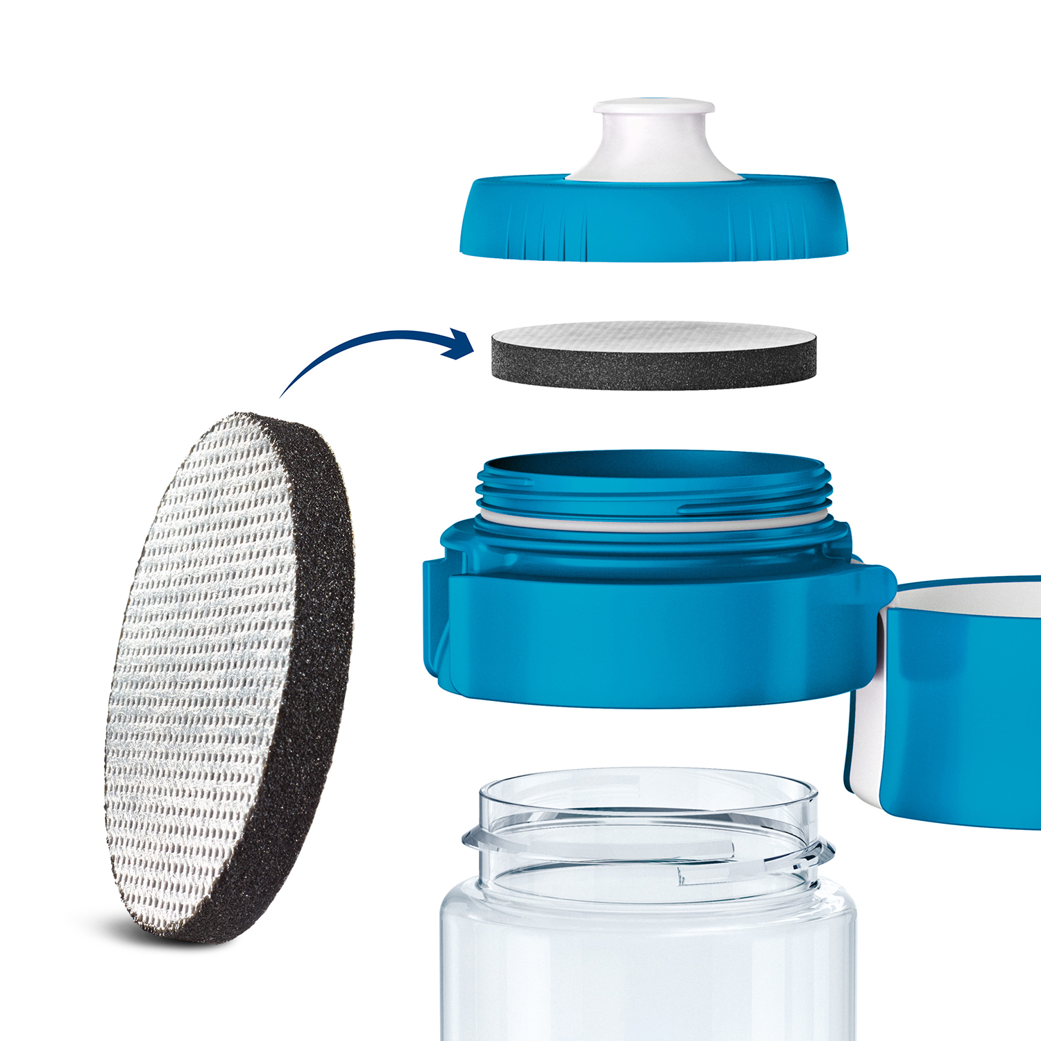 Brita Borraccia filtrante per acqua, Blu (0.6l) - incl. 1 filtro MicroDisc per la riduzione di cloro, erbicidi, pesticidi e impurit&agrave;