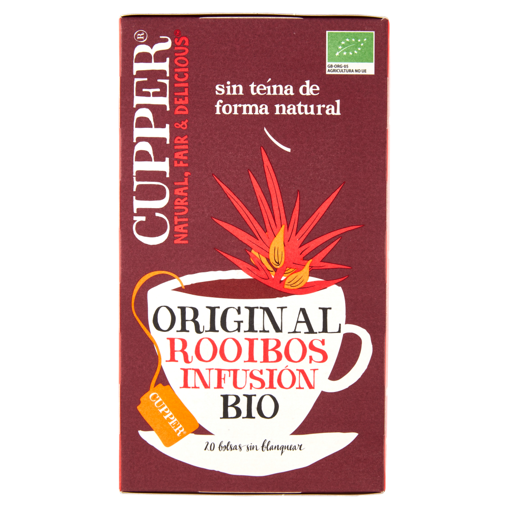 CUPPER Infuso Biologico Rooibos, Antiossidante, Senza Teina, Senza Caffeina, 20 Bustine 40 g