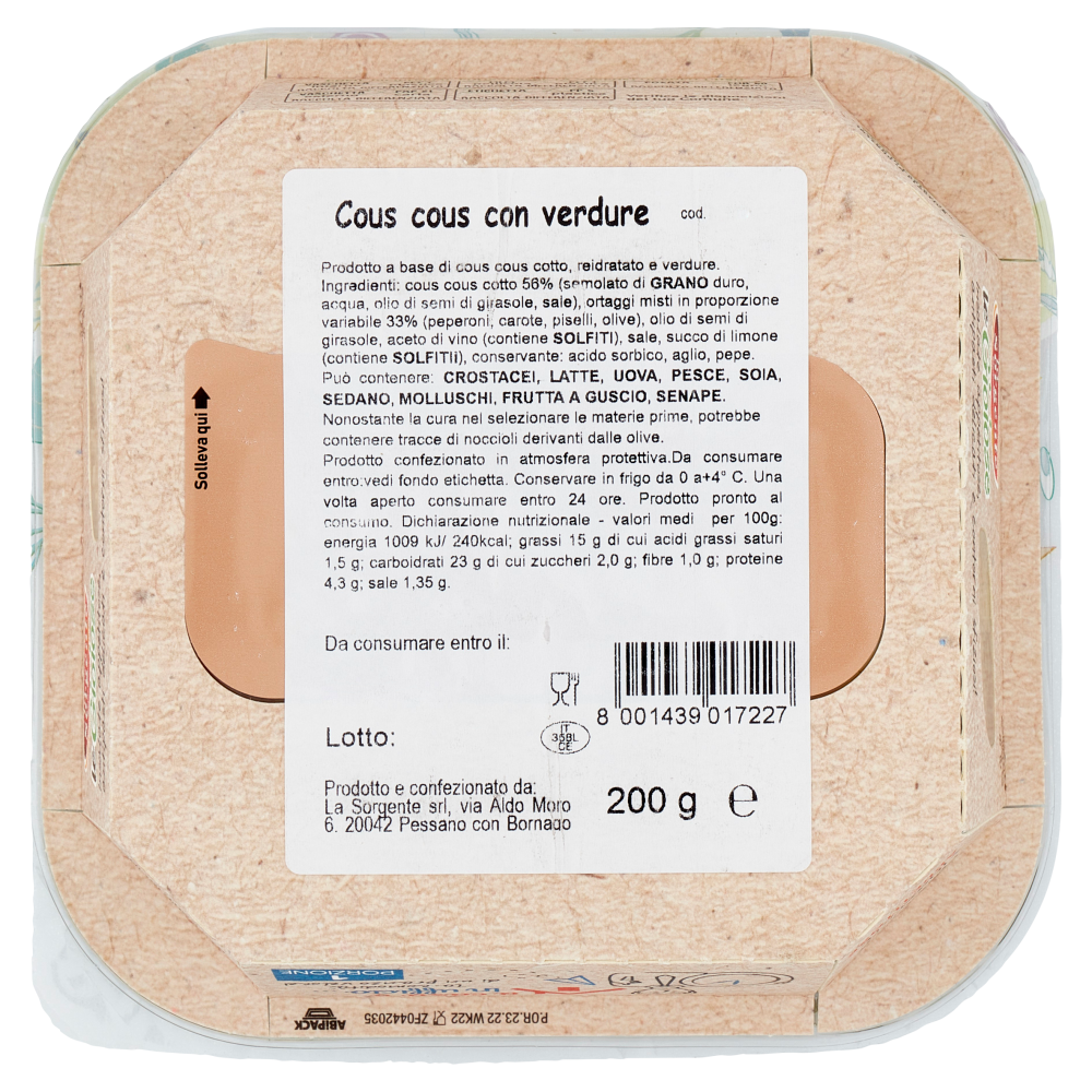 la Sorgente le Gioiose Cous cous con verdure 200 g