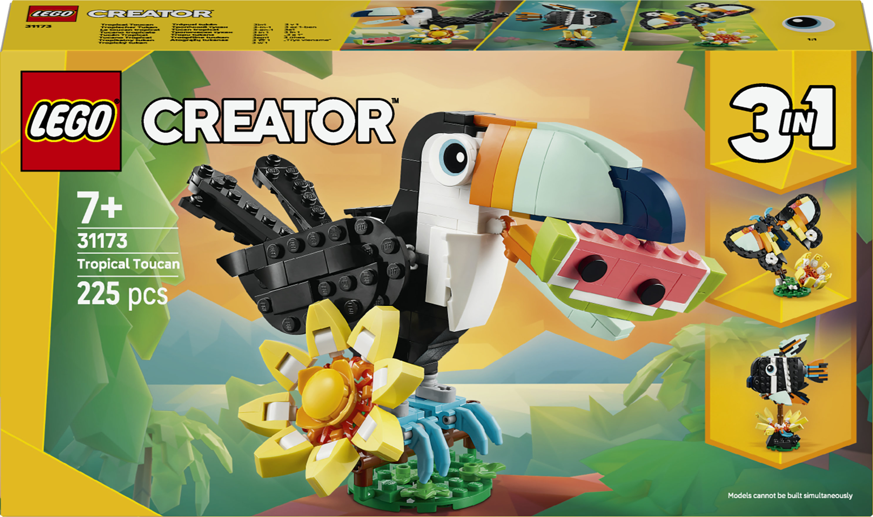 LEGO Creator 3in1 31173 Animali Selvatici: Tucano Tropicale, Animale Giocattolo Trasformabile, Regalo Creativo per Bambini 7+