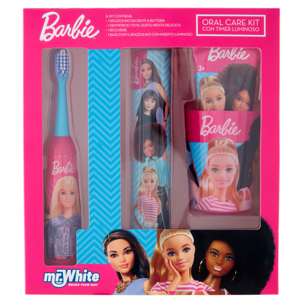 Mr. White Oral Care Kit con Timer Luminoso Barbie