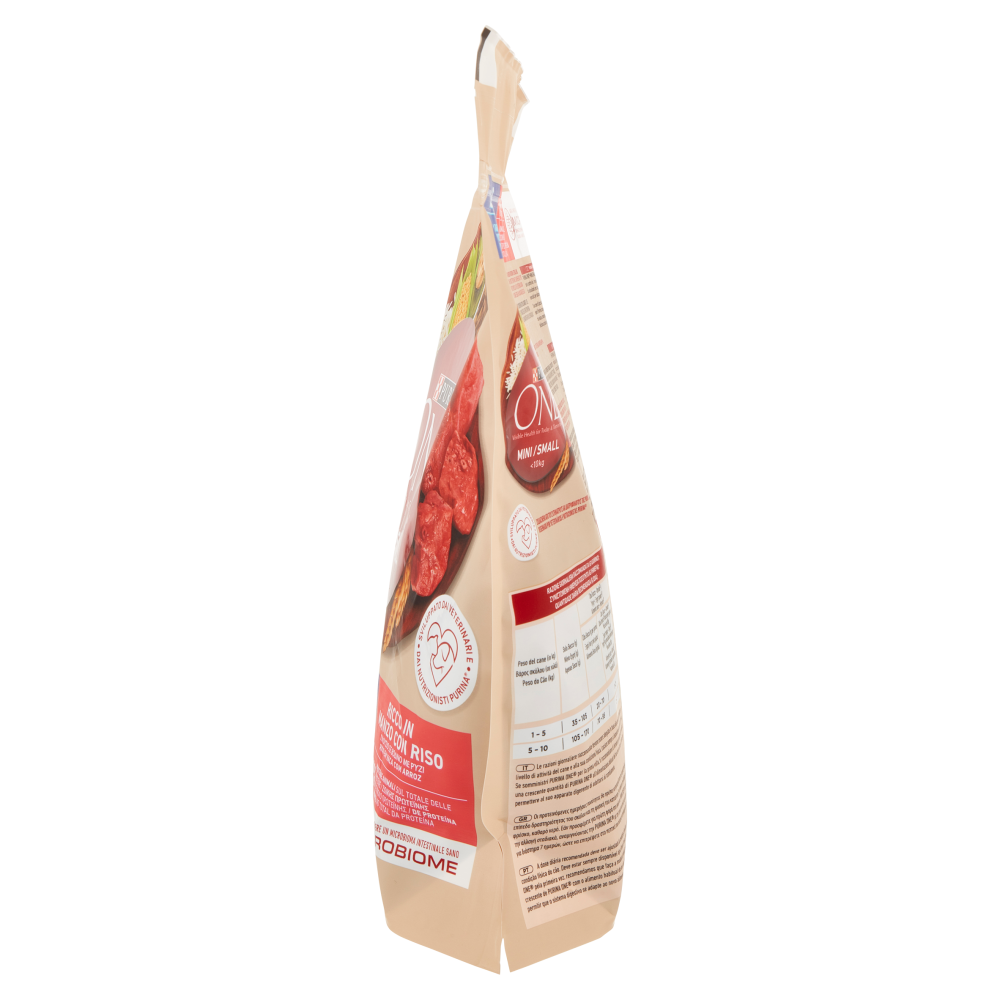 PURINA ONE Mini/Small Adult Ricco in Manzo con Riso 800 g