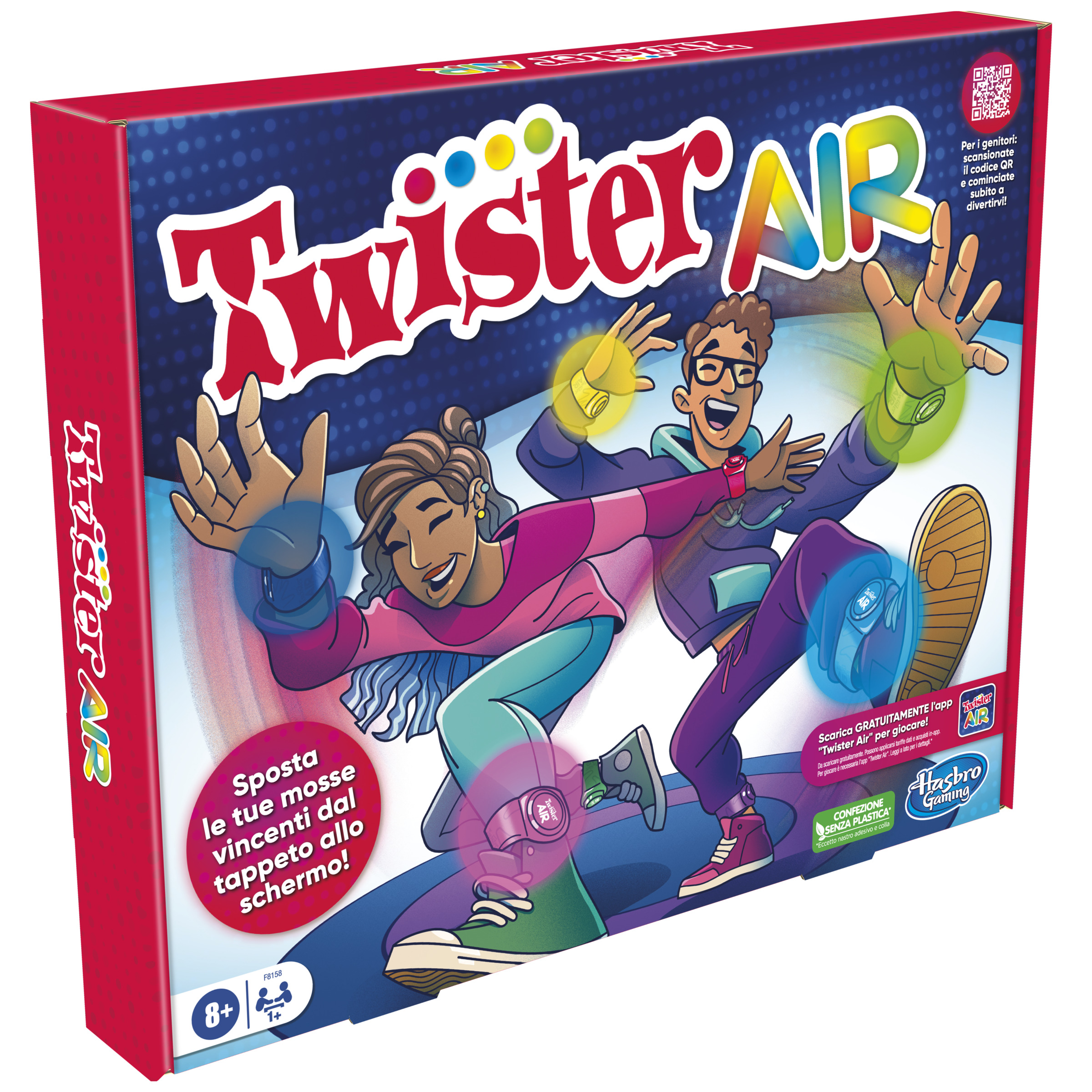 Hasbro Gaming Twister Air, gioco Twister con app per realt&agrave; aumentata, si collega a dispositivi smart, giochi attivi per feste, dagli 8 anni in su