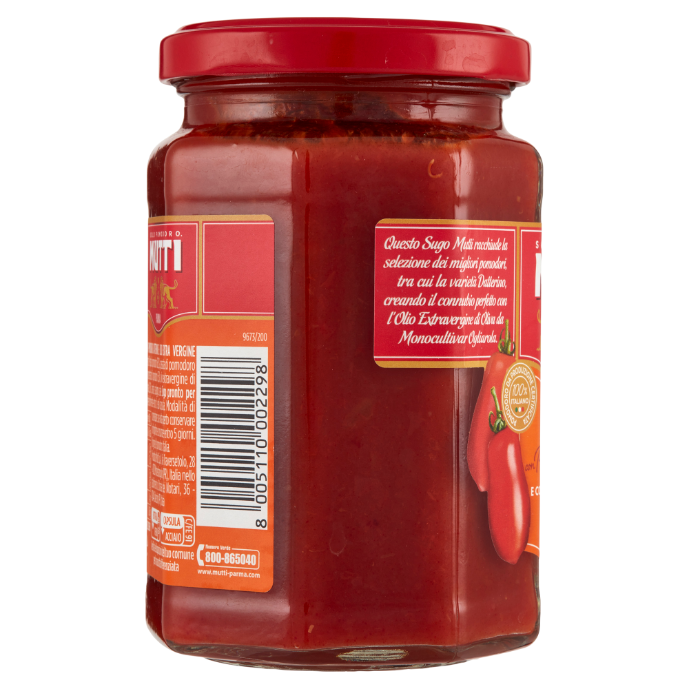 Mutti Sugo con Pomodoro Datterino e con Olio Extravergine di Oliva da Moonocultivar Ogliarola 280 g