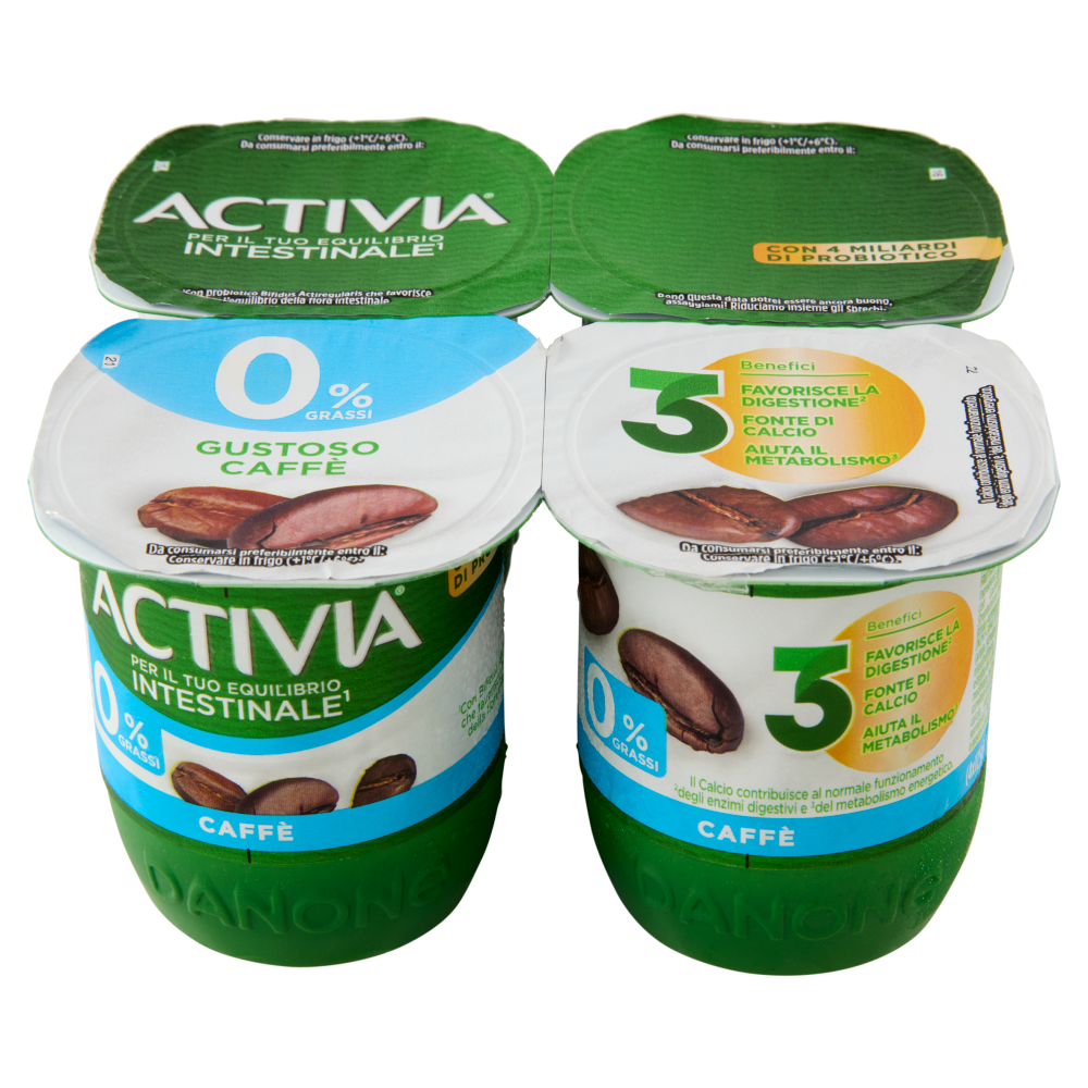 ACTIVIA Yogurt con Probiotico Bifidus, 0% Grassi, gusto Caffè, 4x125g