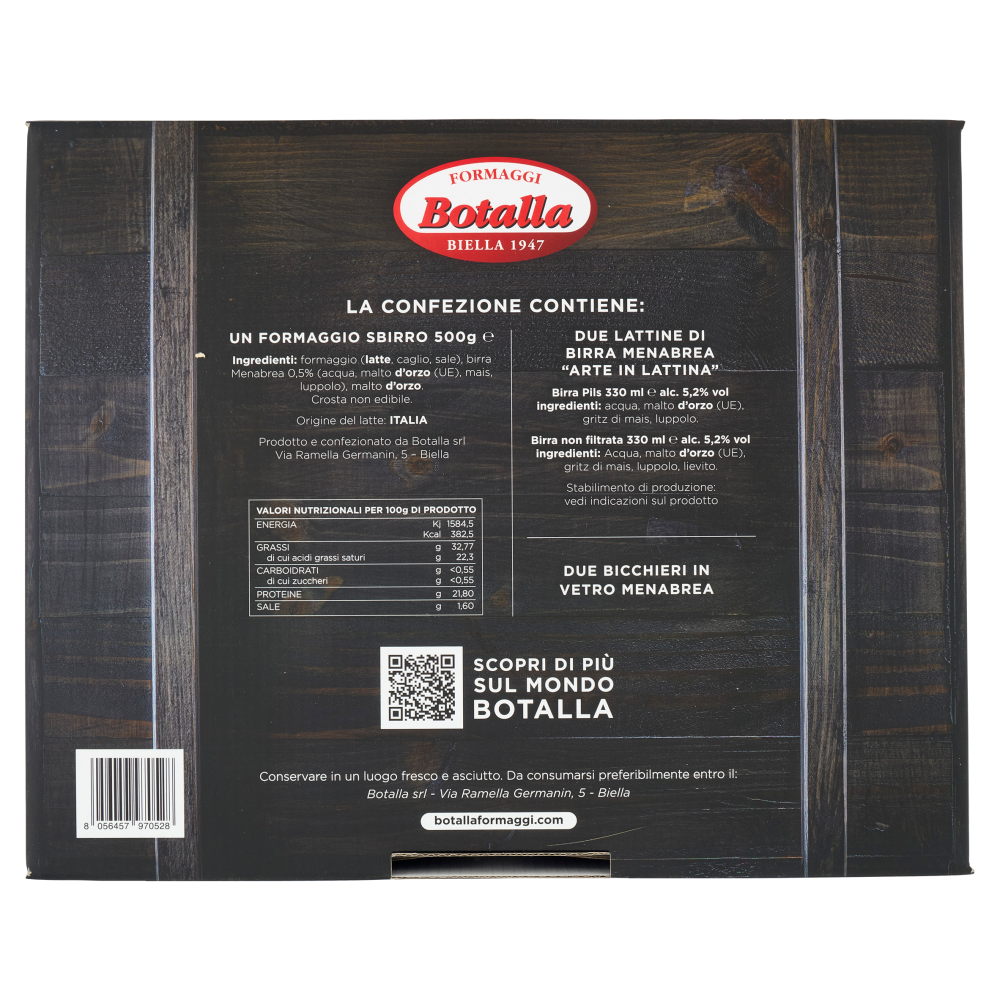 Botalla Sbirro 500 g, Menabrea Birra Pils 330 ml, Menabrea Birra non filtrata 330 ml