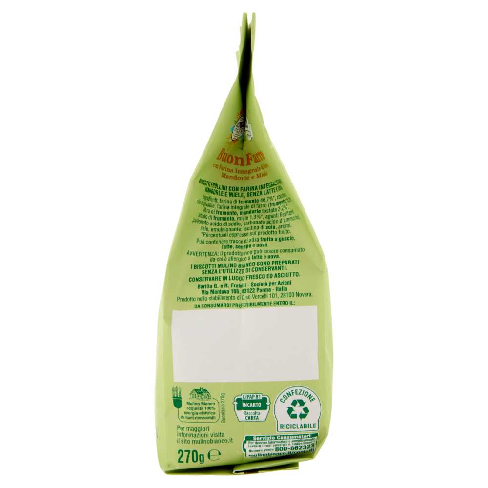 Mulino Bianco Armonia Buonfarro Biscotti Farro Mandorle Miele Senza Latte e Uova 270g