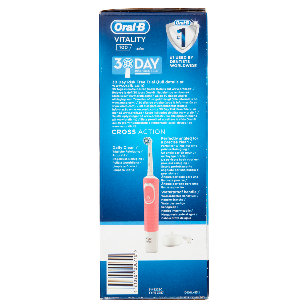 Oral-B Spazzolino Elettrico Denti Ricaricabile Vitality 100 Cross Action Rosa
