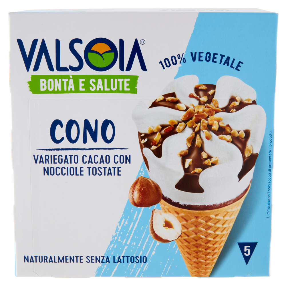 Valsoia Bontà e Salute Cono Variegato Cacao con Nocciole Tostate 5 x 75 g