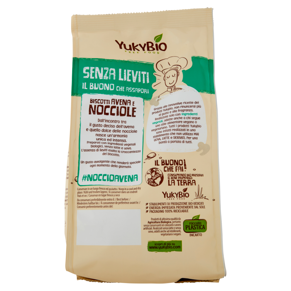 YukyBio Senza Lieviti Biscotti Avena e Nocciole 200 g