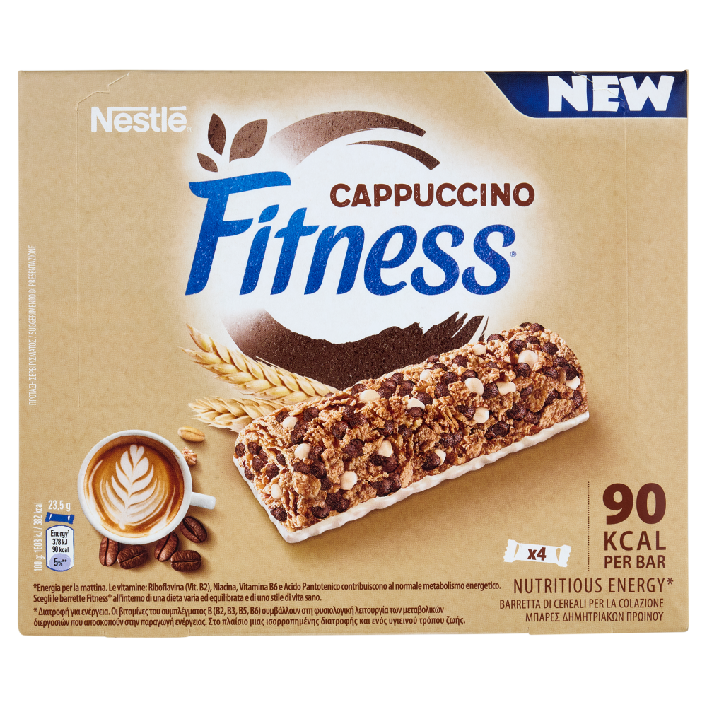 FITNESS Cappuccino Barrette Cereali Integrali gusto Cappuccino 4 pezzi da 23,5g
