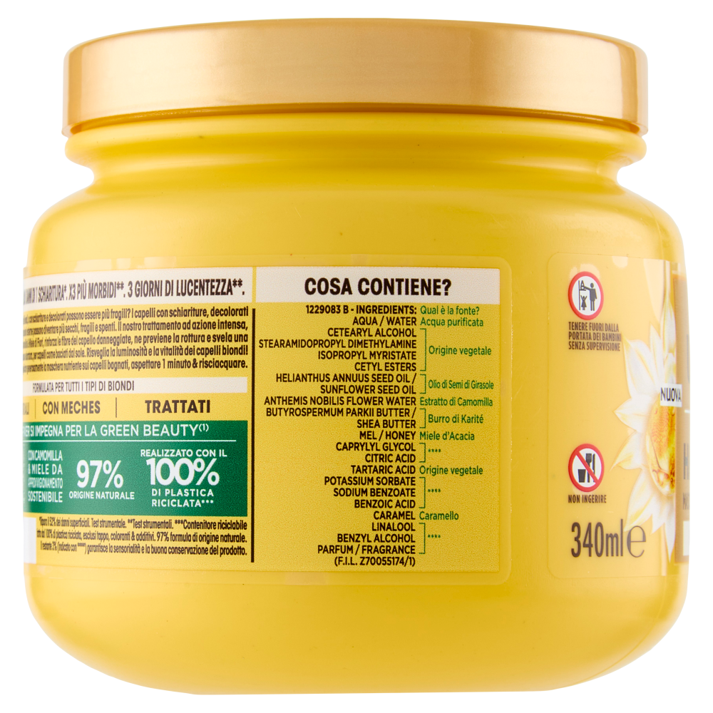 Garnier Ultra Dolce Hair Remedy Maschera Illuminante Riparatrice, per Capelli Biondi, 340 ml