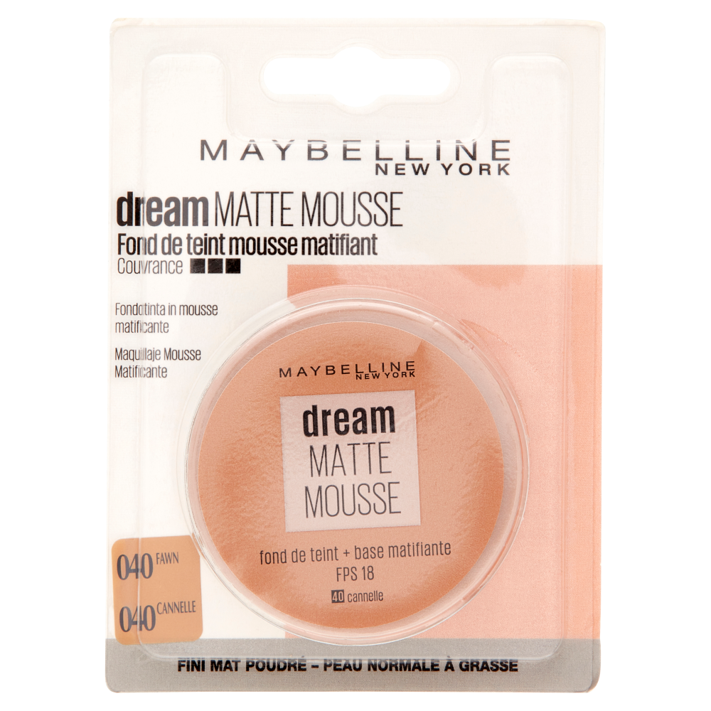 Maybelline New York Dream Matte Fondotinta Compatto in Mousse, 40 Cannella 18 ml