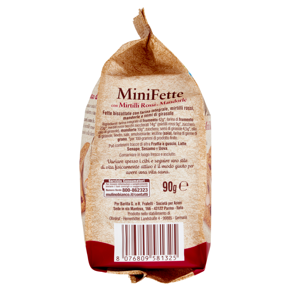 Mulino Bianco Mini Fette Biscottate con Mirtilli Rossi e Mandorle 90g