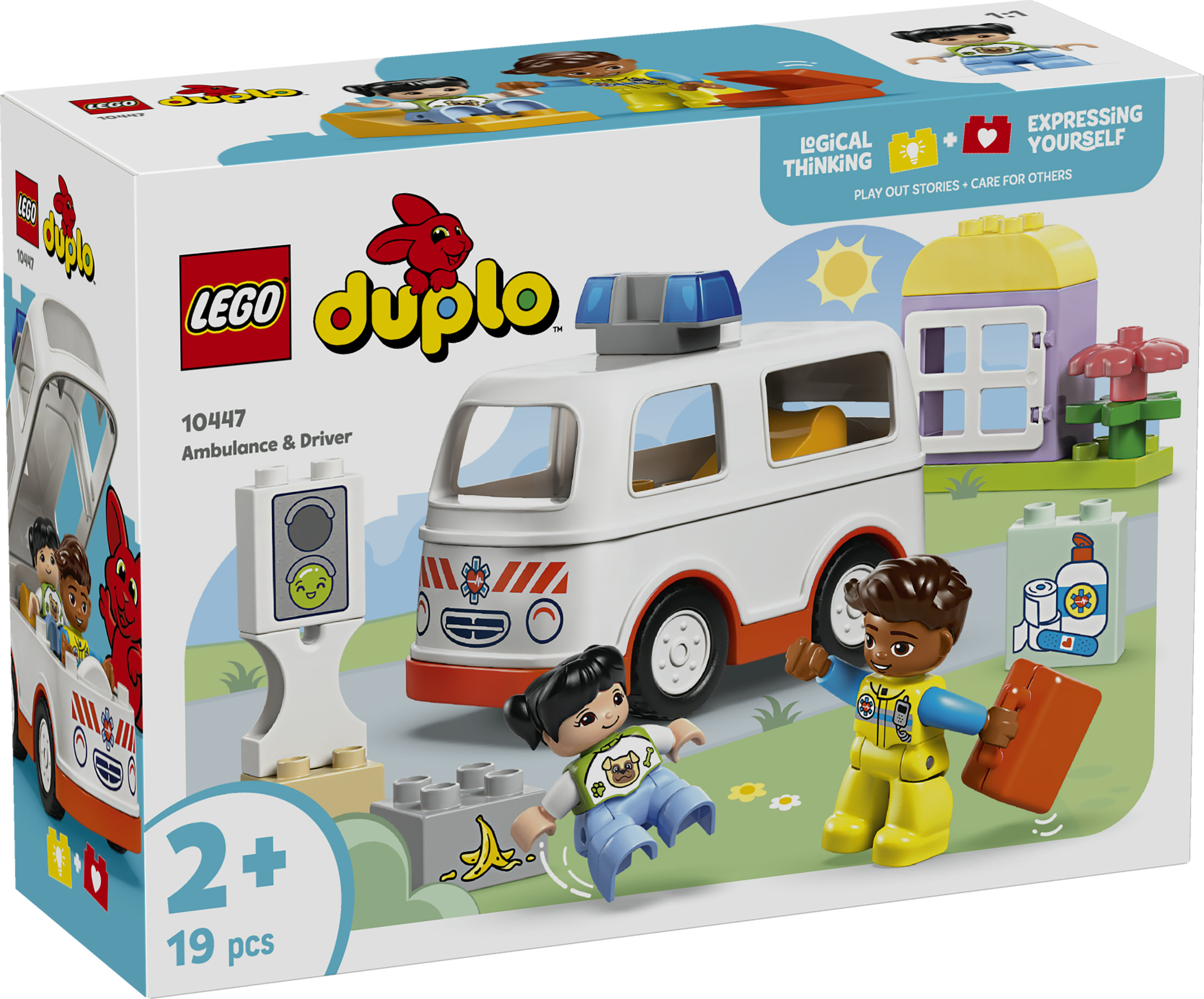 LEGO DUPLO 10447 Ambulanza e Autista, Giocattolo Educativo per Bambini 2+, Giochi Didattici di Sviluppo Abilit&agrave; Socio-Emotive
