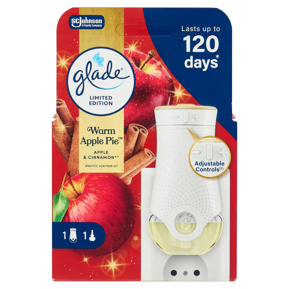 Glade liquido elettrico, Profumatore per Ambienti con Oli Essenziali, Fragranza Warm Apple Pie 20 ml