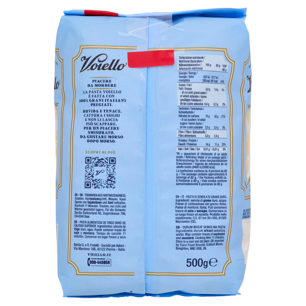 Voiello Pasta Il Fusillo N°141 Grani 100% Italiani Trafilata Bronzo 500g