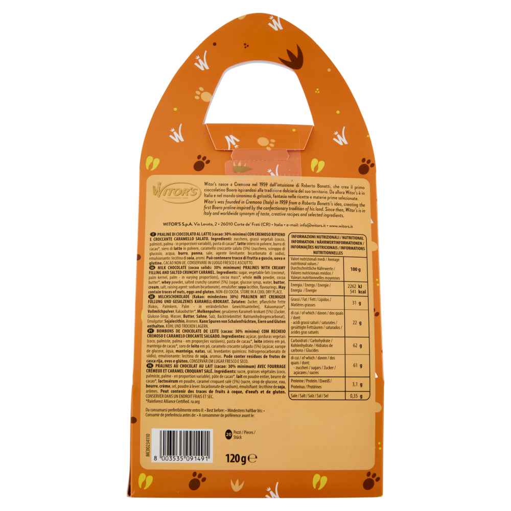 Witor's Golden Caramello Salato Cioccolato al Latte con Croccante Caramello Salato 120 g