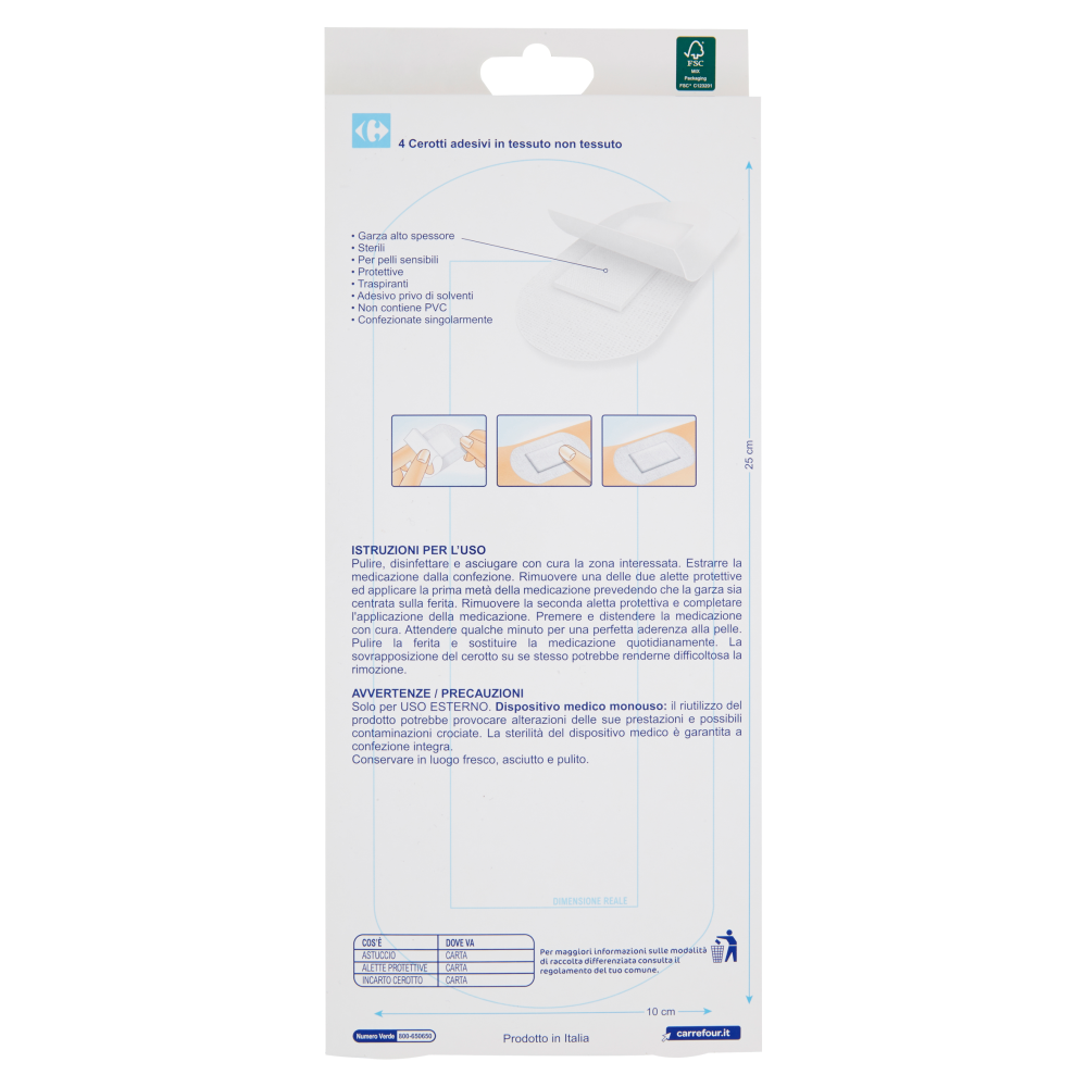 Carrefour Soft Medicazioni adesive Sterili 10x25 cm 4 pz