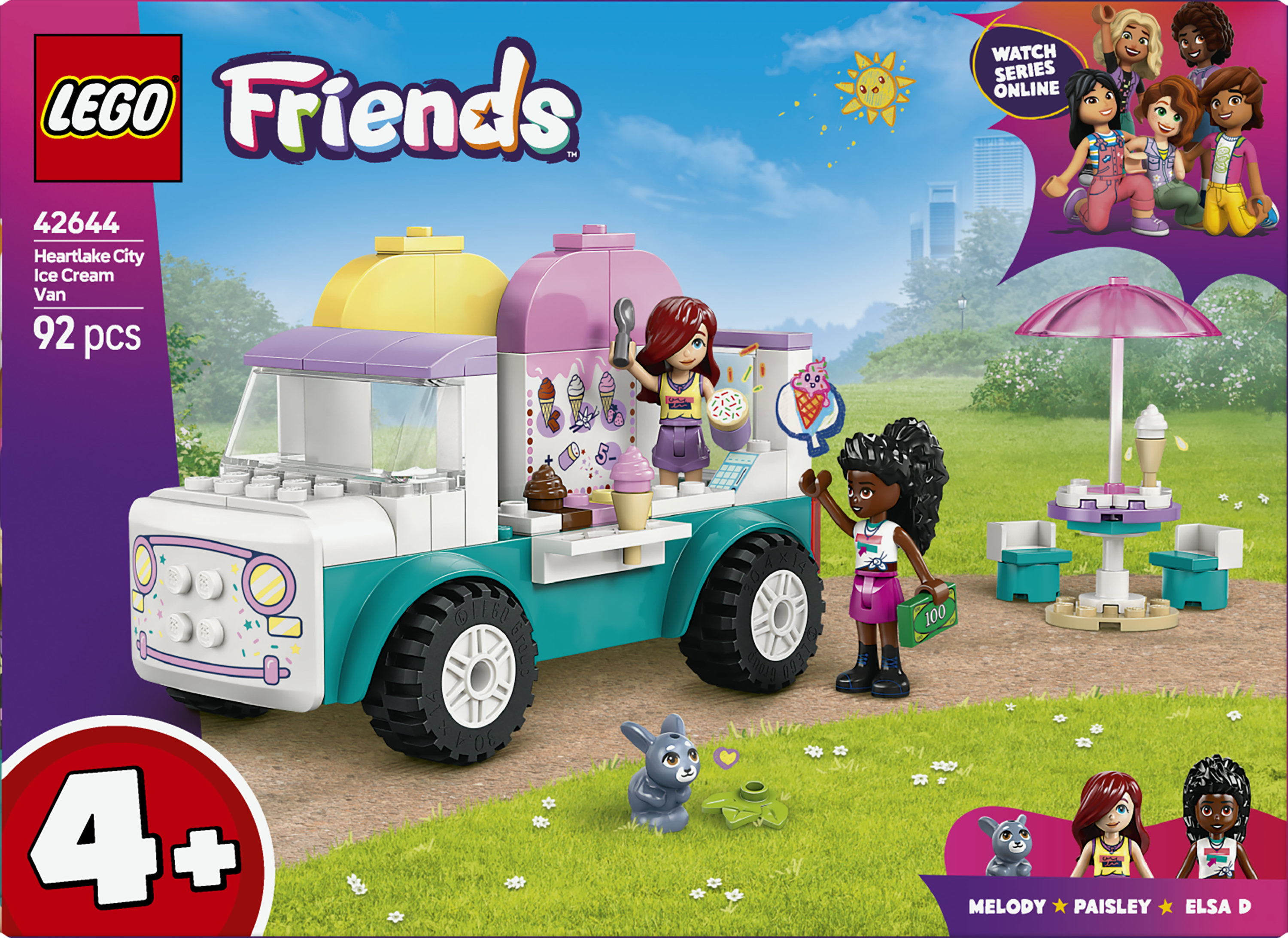 LEGO Friends 42644 Il Furgone dei Gelati di Heartlake City, Giochi Didattici Bambine 4+, Camion Giocattolo, Cibo e Accessori