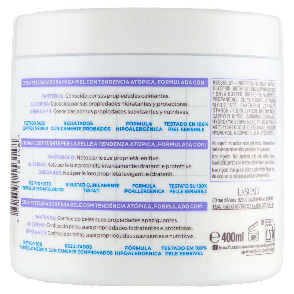 Mixa Panthenol Comfort Crema Ricostituente 400 ml