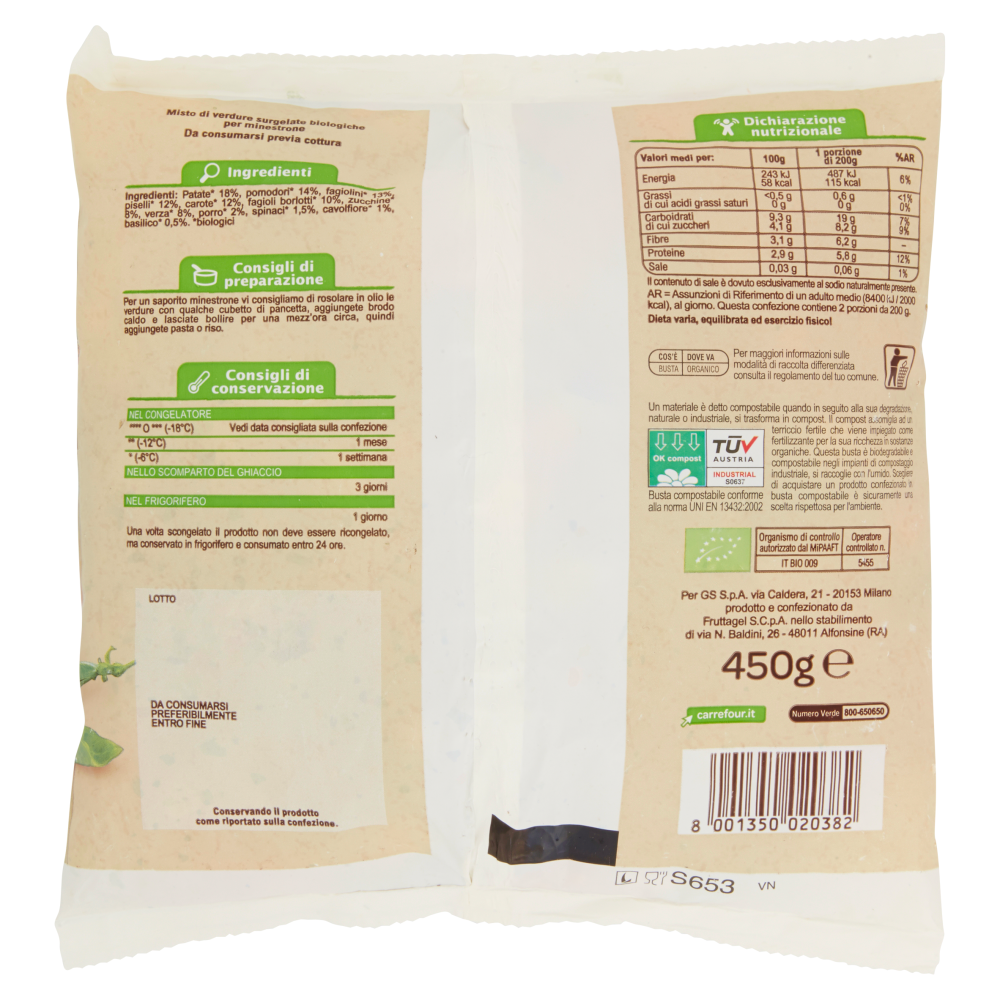 Carrefour Bio Minestrone surgelato 450 g