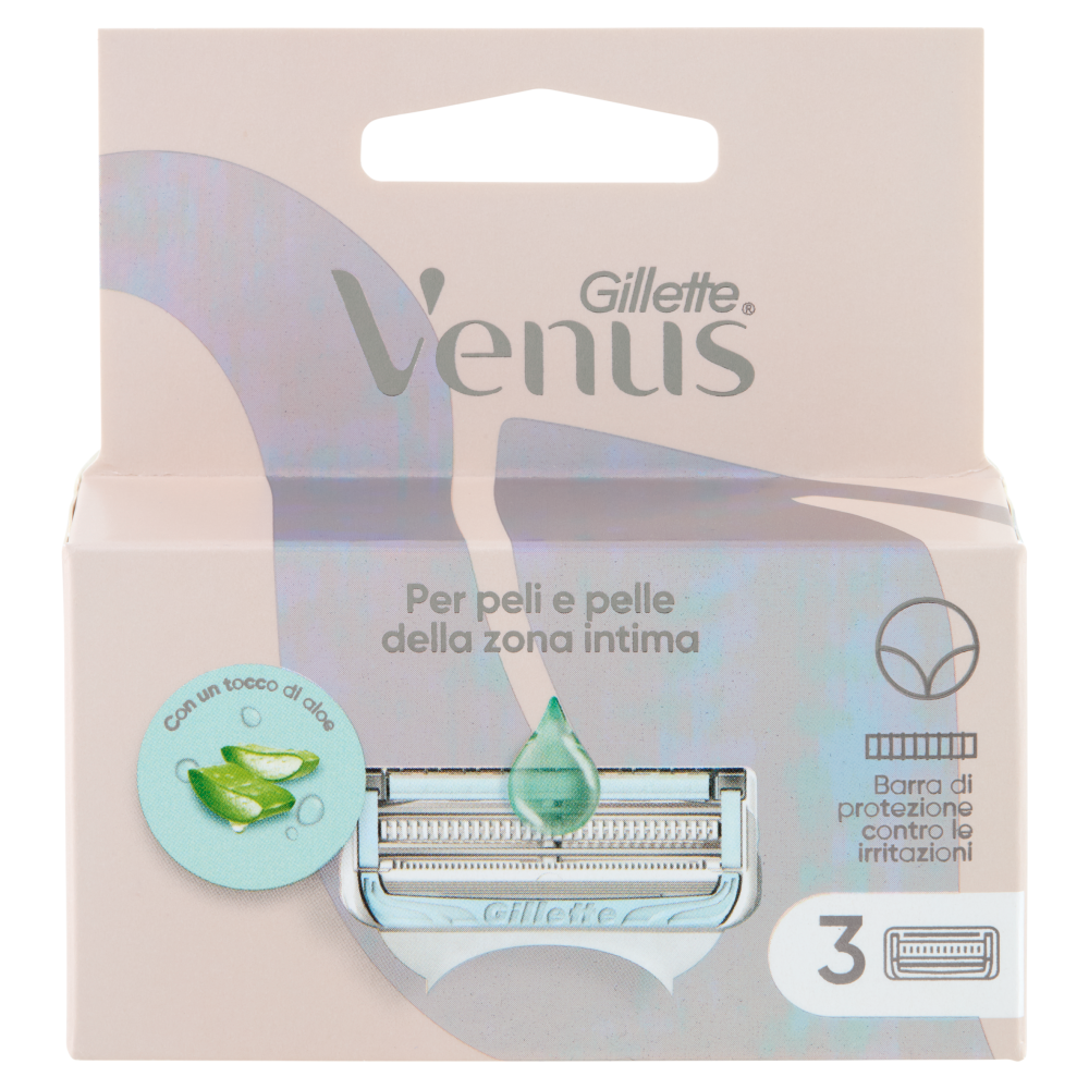 Gillette Venus per peli e pelle della zona intima Lamette di ricambio per Rasoi da Donna 3 Ricariche
