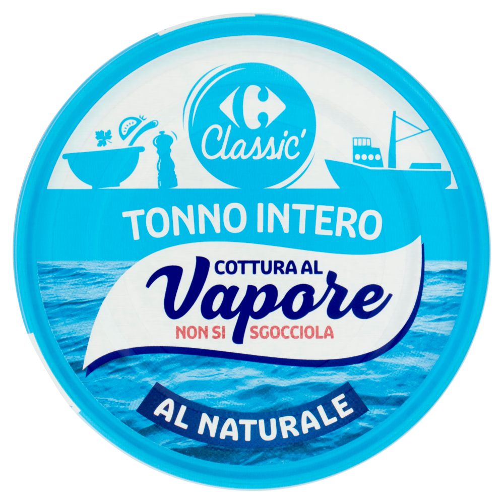 Carrefour Classic Tonno Intero Cottura al Vapore al Naturale 130 g