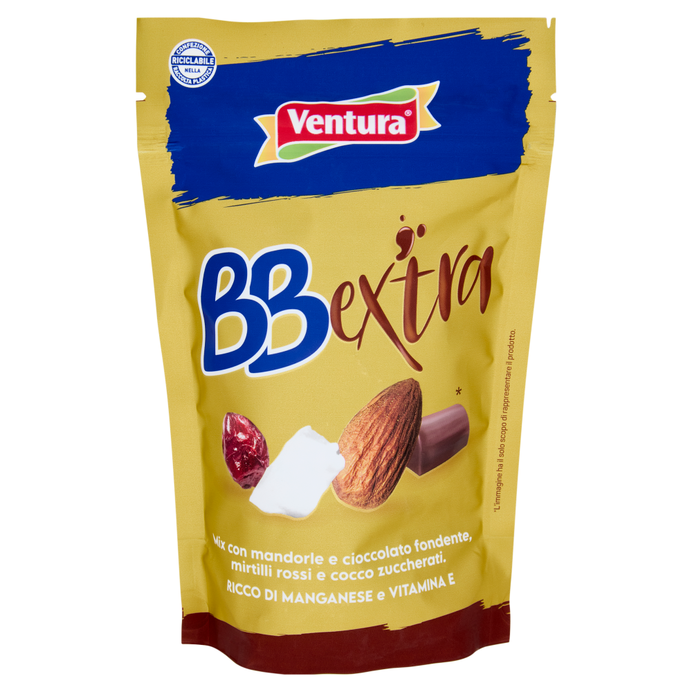 Ventura BBextra Mix con mandorle e cioccolato fondente, mirtilli rossi e cocco zuccherati 150 g