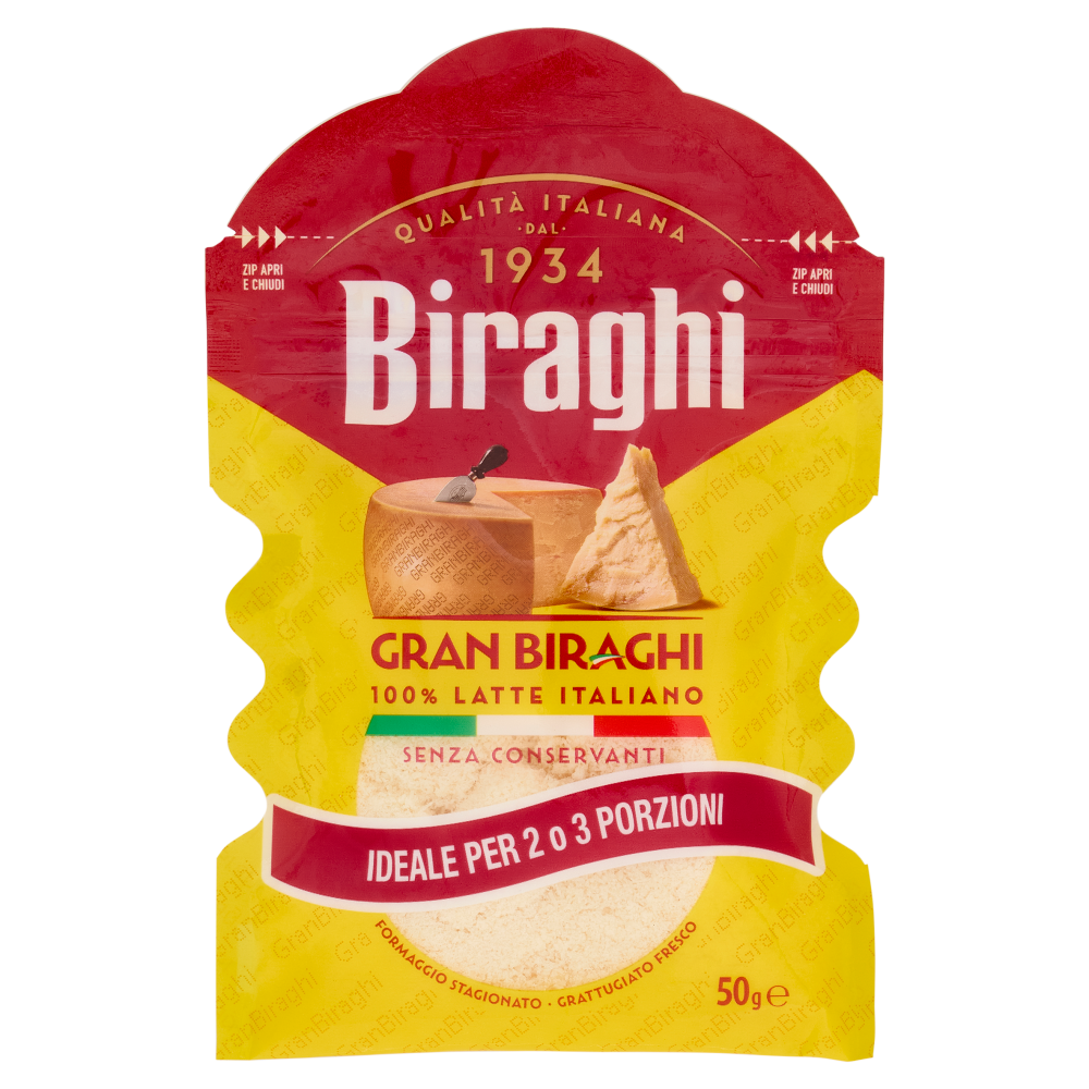 Biraghi Gran Biraghi Formaggio Stagionato Grattugiato Fresco 50 g