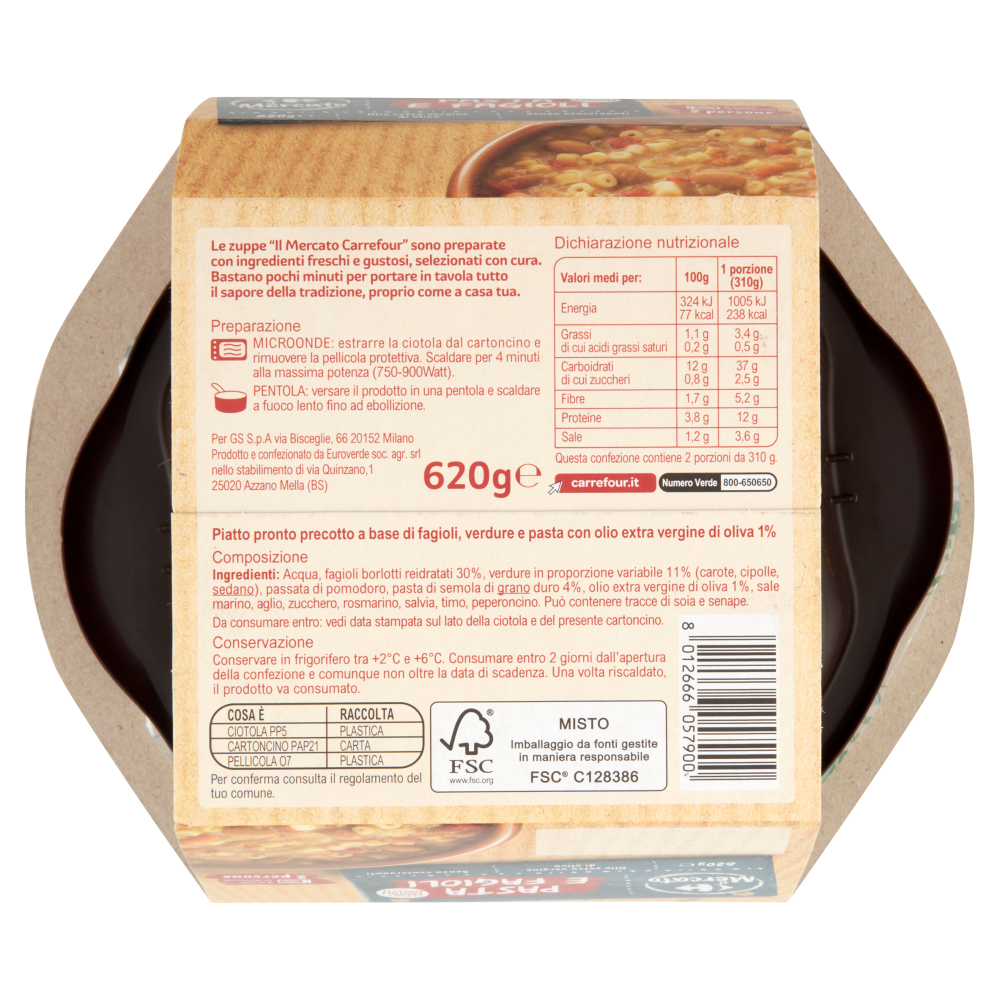 Carrefour il Mercato Pasta e Fagioli 620 g