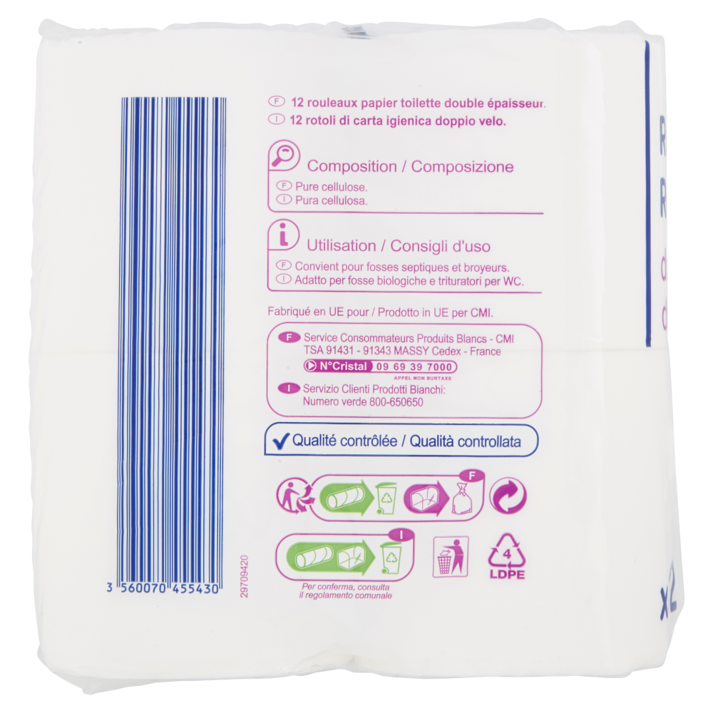 12 Rotoli Asciugamani Di Carta - Doppio Velo 60mt In Cellulosa Pura Per Dispenser - Foto 2