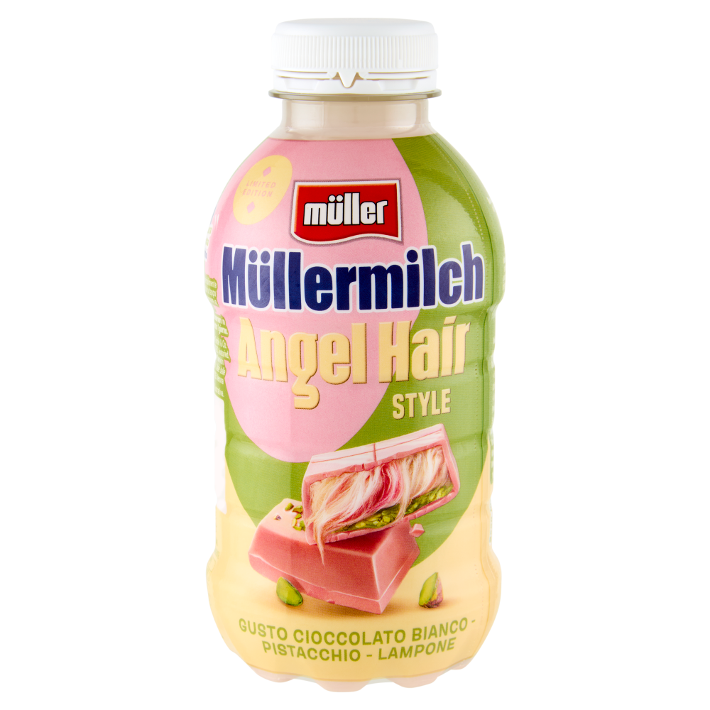 m&uuml;ller M&uuml;llermilch Angel Hair Style Gusto Cioccolato Bianco - Pistacchio - Lampone 418 g