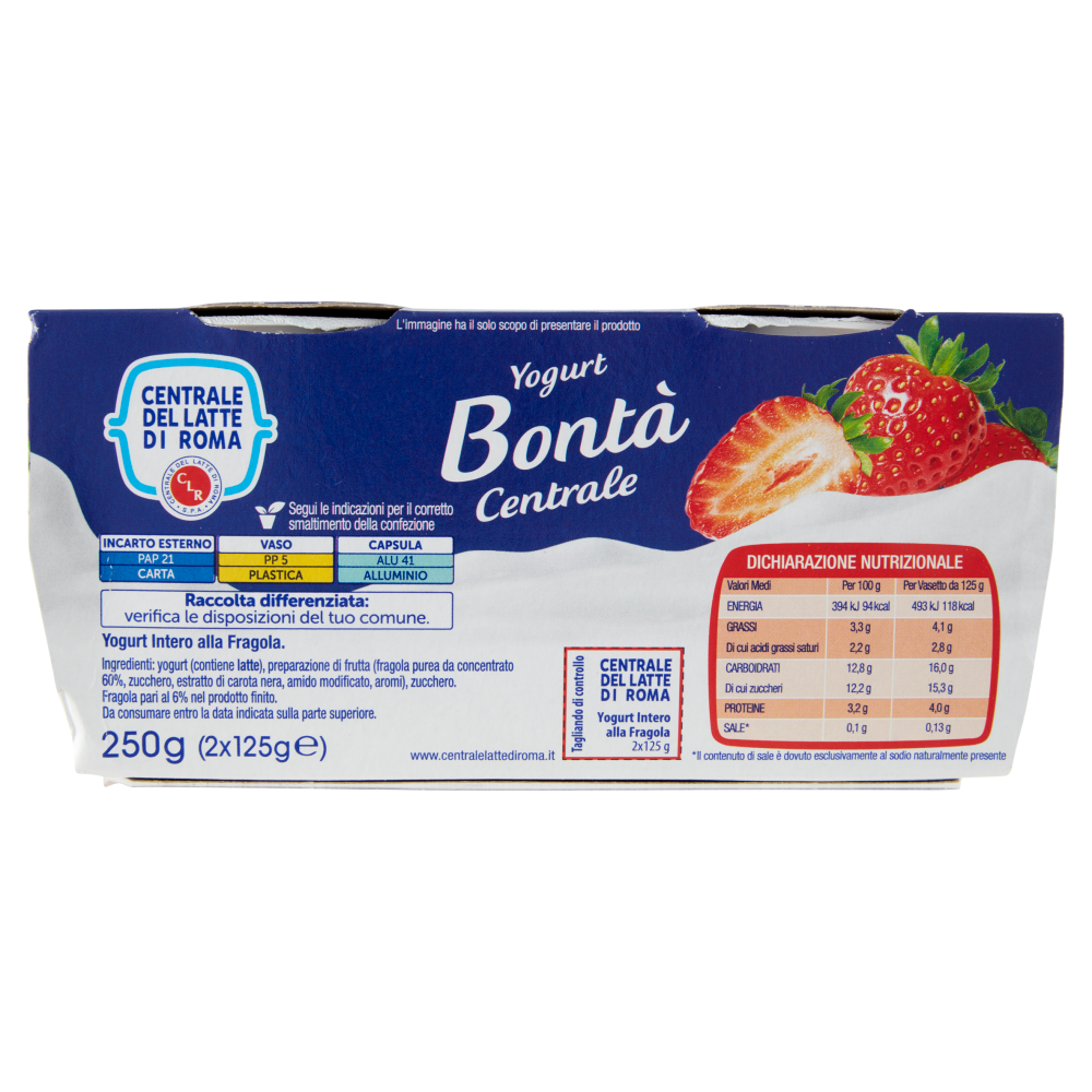 Centrale del Latte di Roma Fragola Yogurt Intero 2 x 125 g