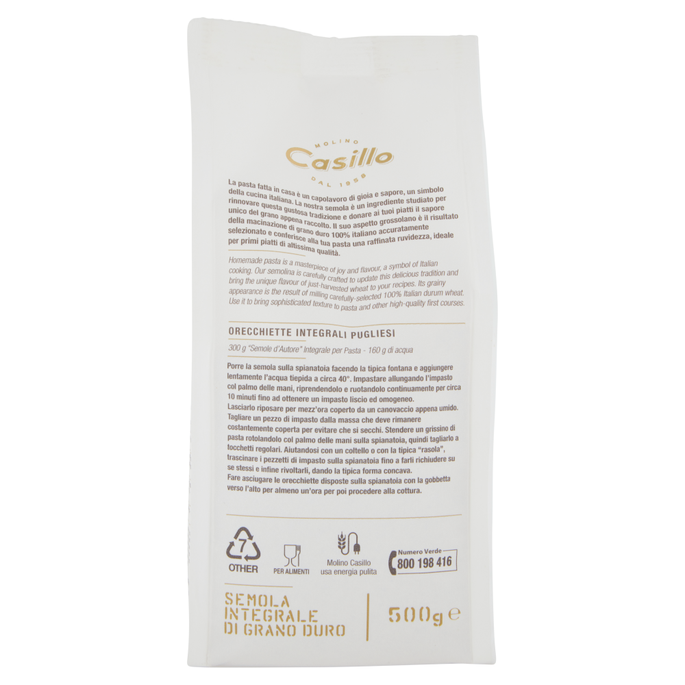 Molino Casillo Semole d'autore Semola Integrale per Pasta 500 g