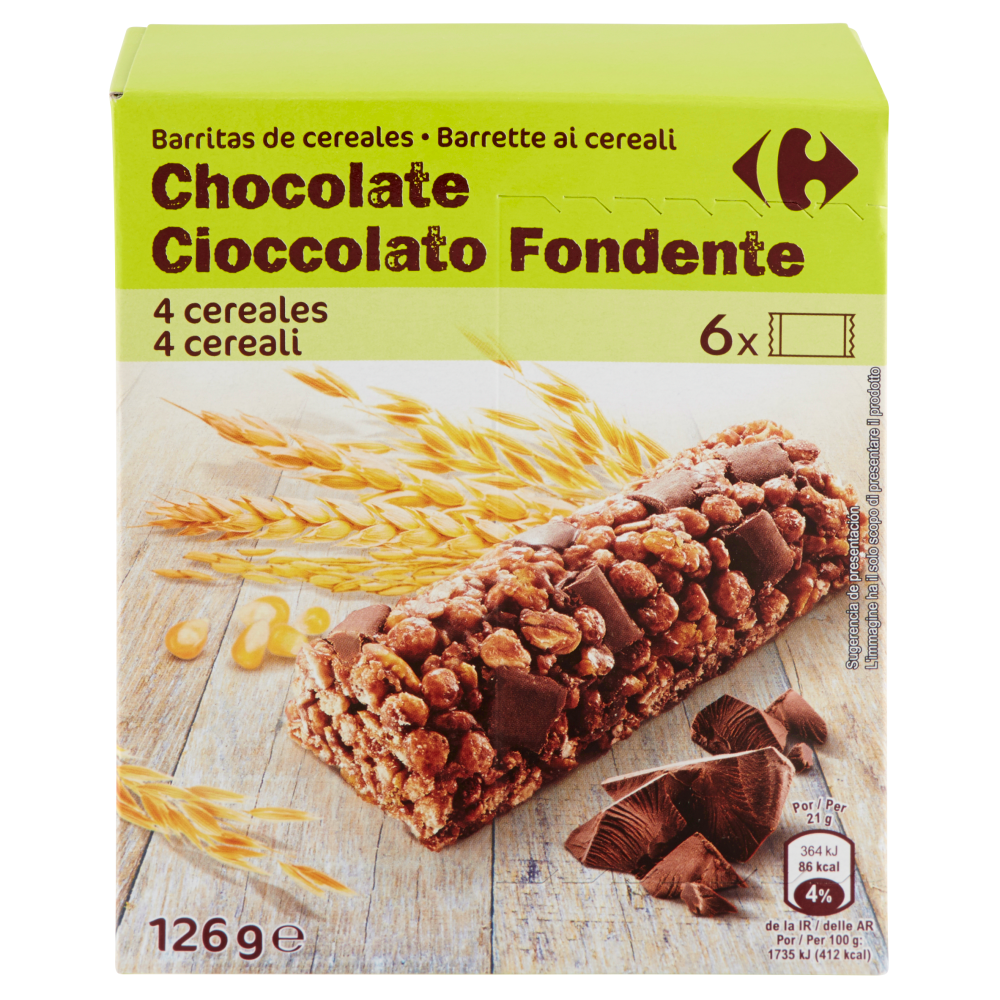 Carrefour Barrette ai cereali Cioccolato Fondente 6 x 21 g