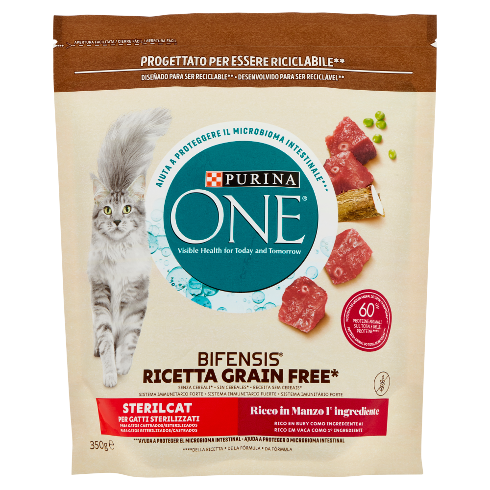 PURINA ONE Bifensis Grain Free Sterilcat Manzo 350 g
