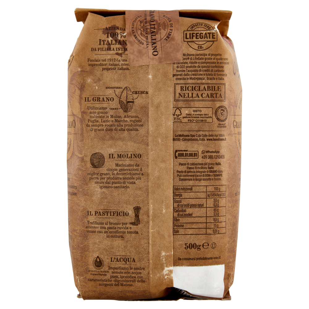 La Molisana integrale 19 Mezze Penne Rigate 500 g